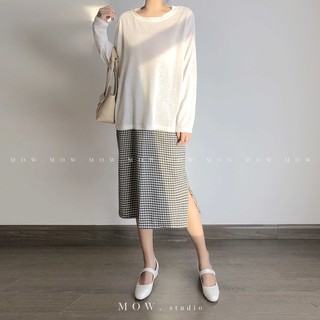 Set áo phông chân váy kẻ ( basic t shirt - gingham skirt ) by Mow studio