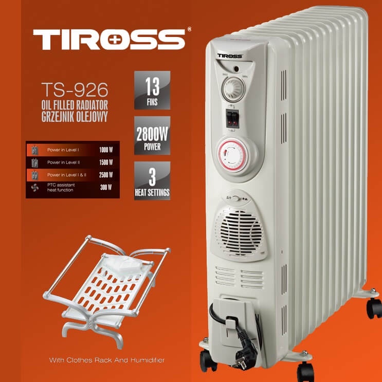 MÁY SƯỞI DẦU TIROSS TS-926, CÔNG SUẤT 2800W