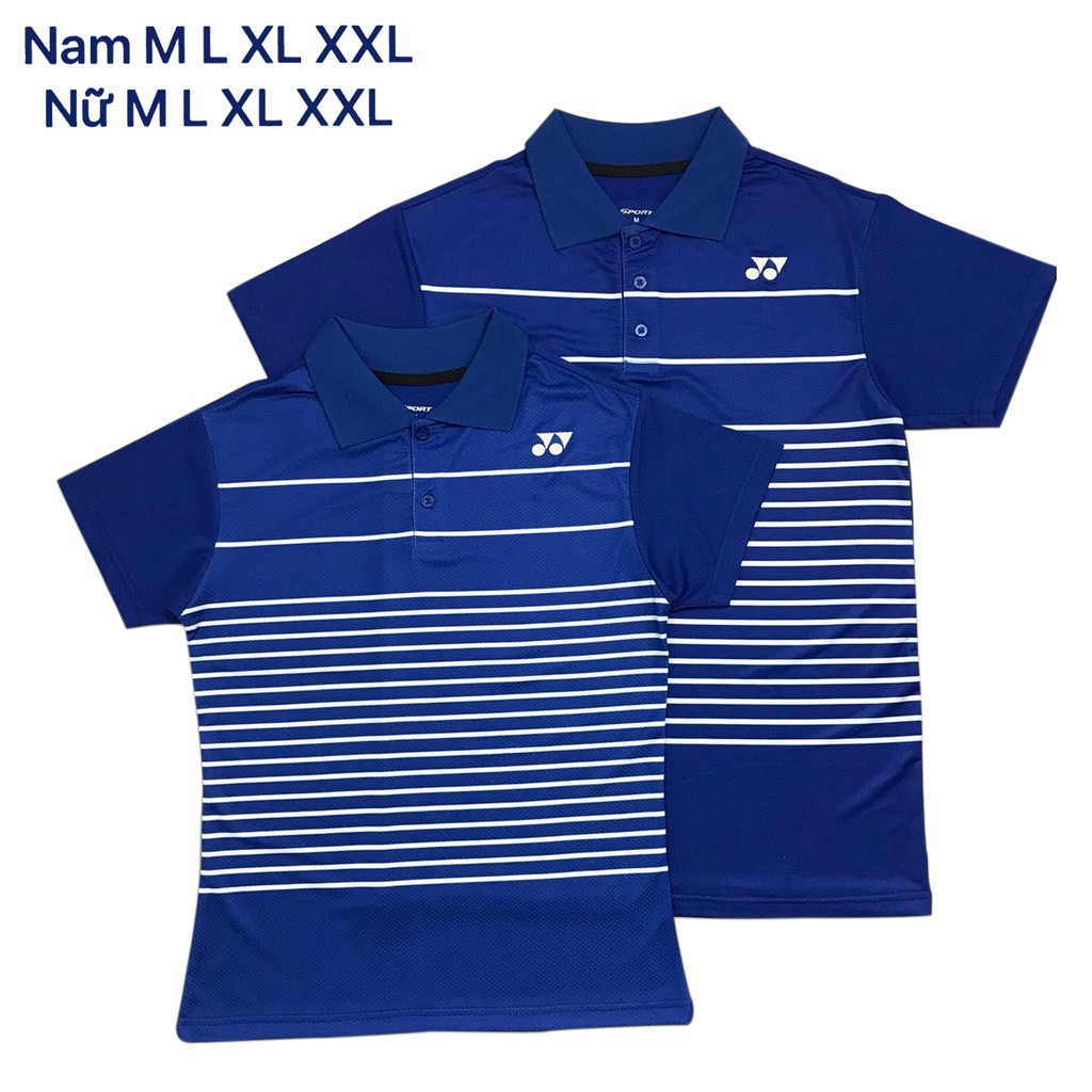 Áo cầu lông yonex cổ bẻ 2019 Nam nữ Xanh dương  ྇