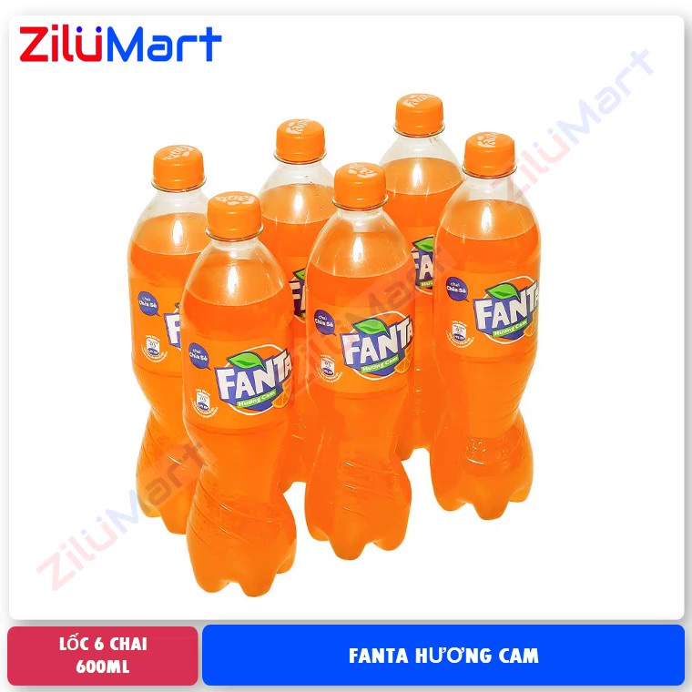 Lốc 6 chai nước ngọt Fanta hương cam loại 600ml