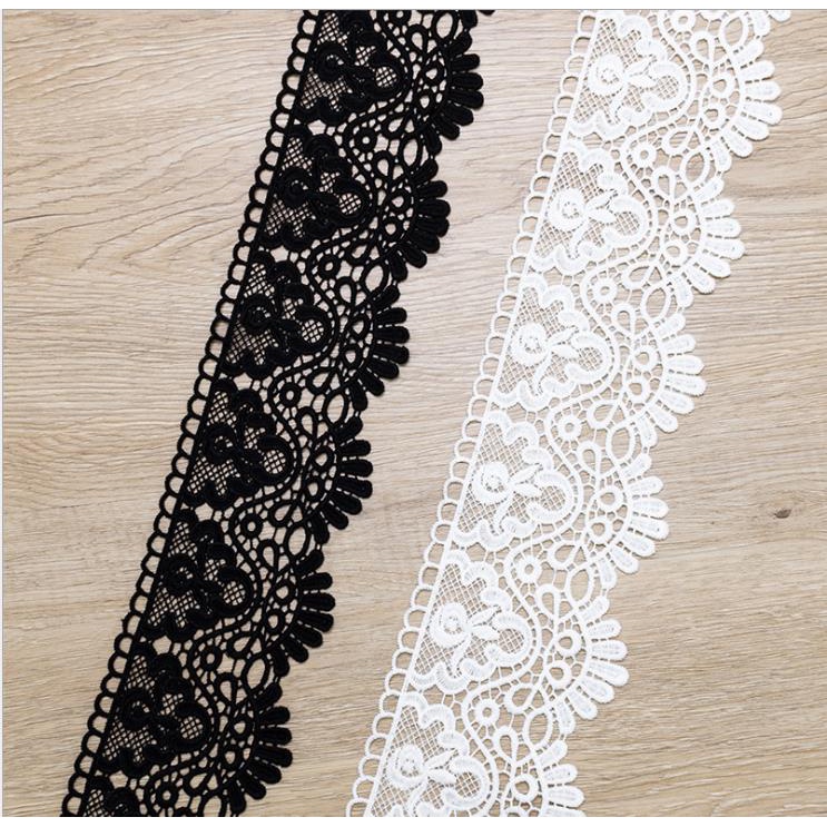 Phụ kiện vải ren lụa sữa co giãn thêu hình vương miện 10cm*1 thước Anh trang trí quần áo cho nữ