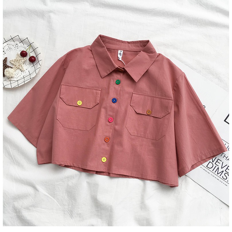 [SẴN] Áo kiểu croptop sơ mi Ulzzang Quảng Châu ASC95 | BigBuy360 - bigbuy360.vn