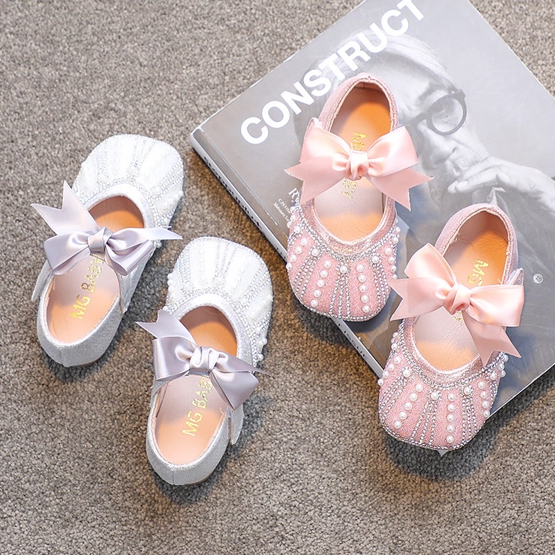 &lt;MẪU MỚI &gt;Giày búp bê đính đá MG Baby da mềm đế chống trơn cho bé