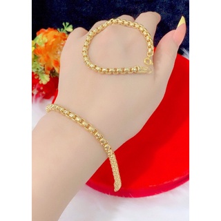 Lắc tay nam nữ kiểu xích dát vàng 18 cao cấp