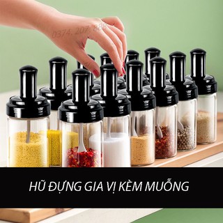 Đồ dùng nhà bếp và phòng ăn, hũ đựng gia vị, hũ đựng gia vị kèm muỗng