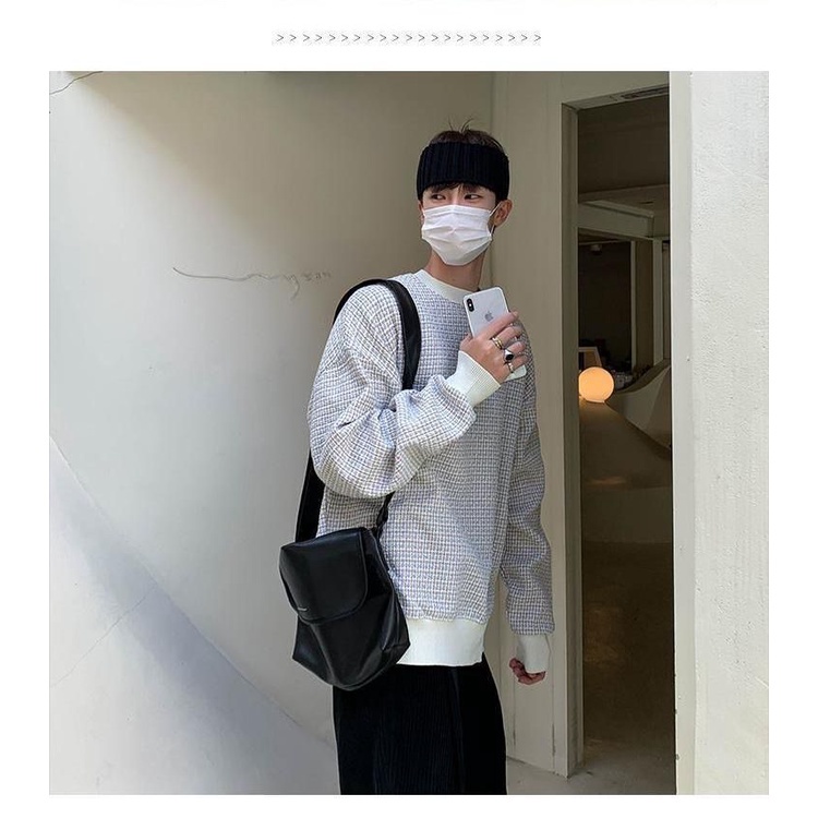 Áo sweater cổ tròn dáng rộng phong cách hàn quốc dành cho nam giới