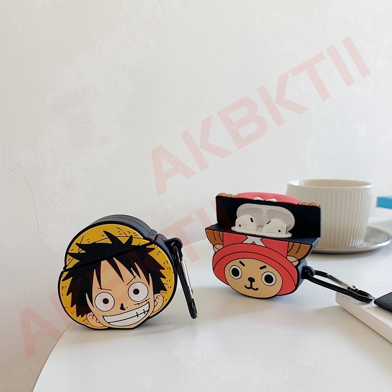 Vỏ bảo vệ hộp tai nghe Airpods 1 2 hình One Piece Luffy 3D có móc gắn chìa khóa tiện dụng