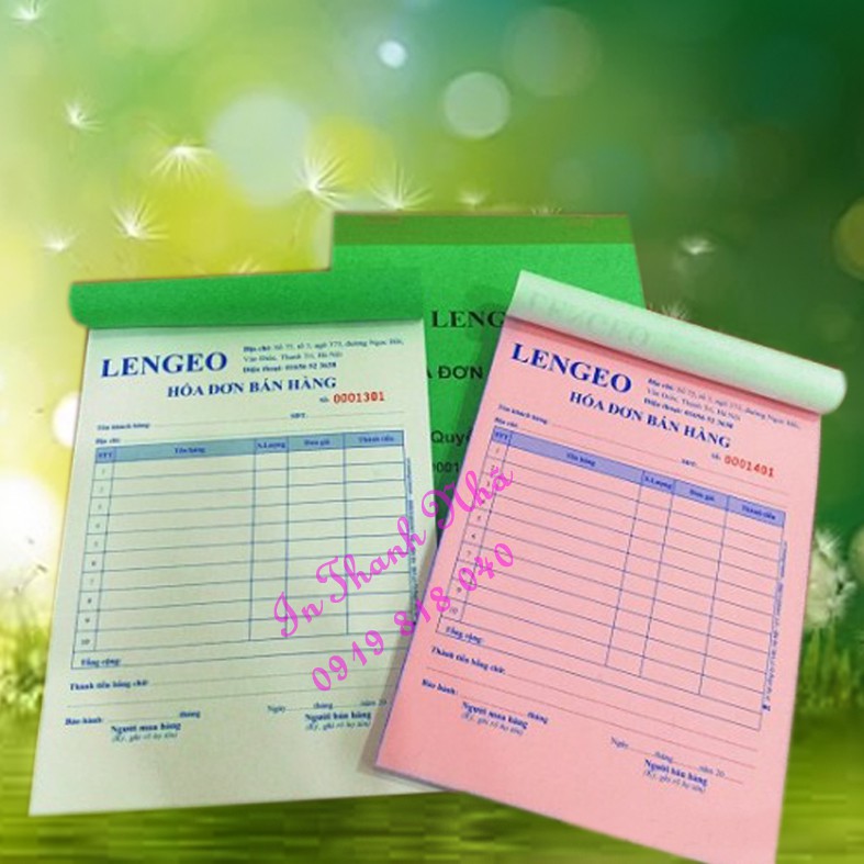 Hóa Đơn bán hàng 10cuốn  (In theo yêu cầu)