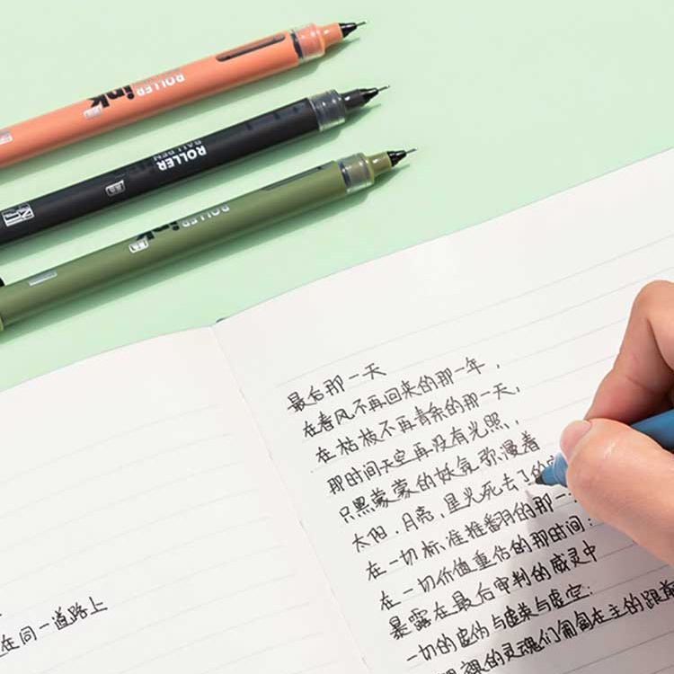 Bút Bi Mực Đen Ngòi 0.5mm Khô Nhanh Siêu Mịn Cho Học Sinh/Văn Phòng