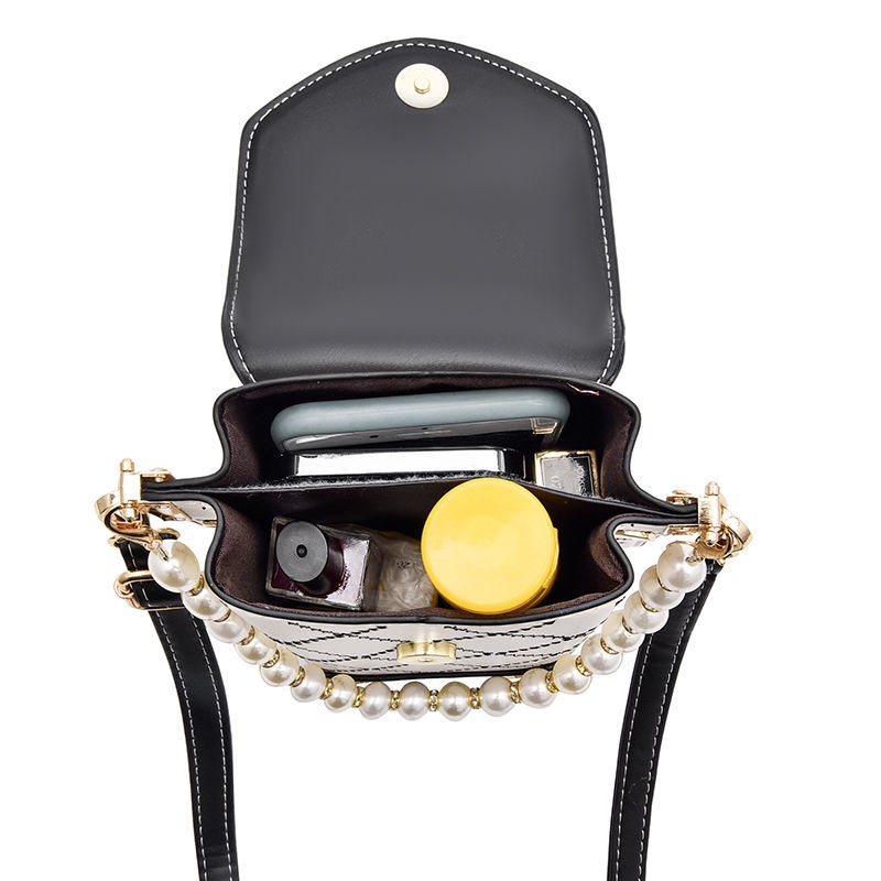 Túi đeo chéo hình vuông nhỏ đính ngọc trai thời trang cho nữ