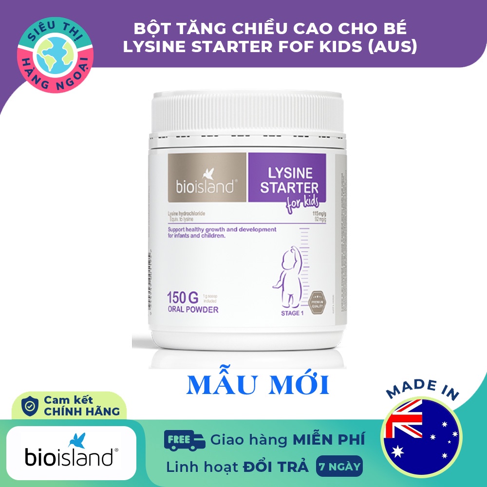 Bột tăng chiều cao cho bé Bio Island Lysine Starter for Kids 150g Úc