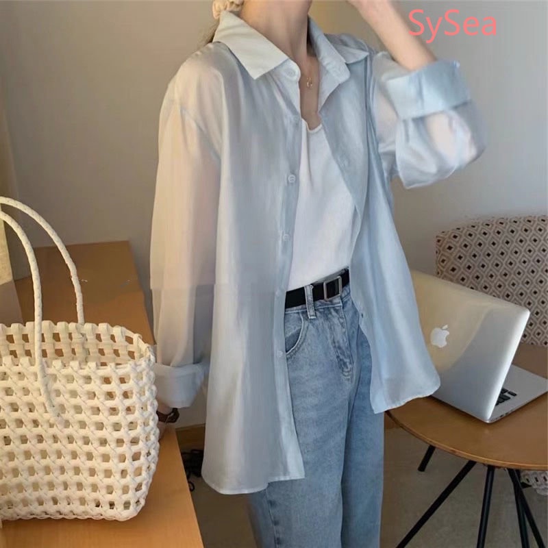 Áo Sơ Mi Chống Nắng Màu Trơn Thời Trang Mùa Hè Cho Nữ Có size Lớn
