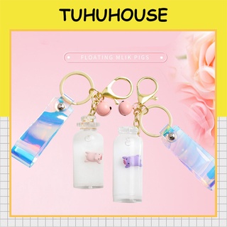 Móc khoá con heo trong bình nước siêu lung linh đủ màu sắc hottrend 2021 - Tuhu's House