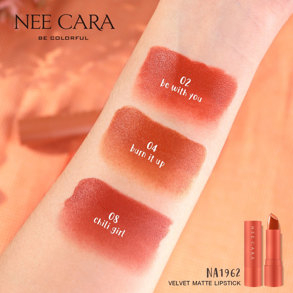 [Thailand] Son Thỏi Nee Cara Velvet Matte Lipstick NA1962 3.8g