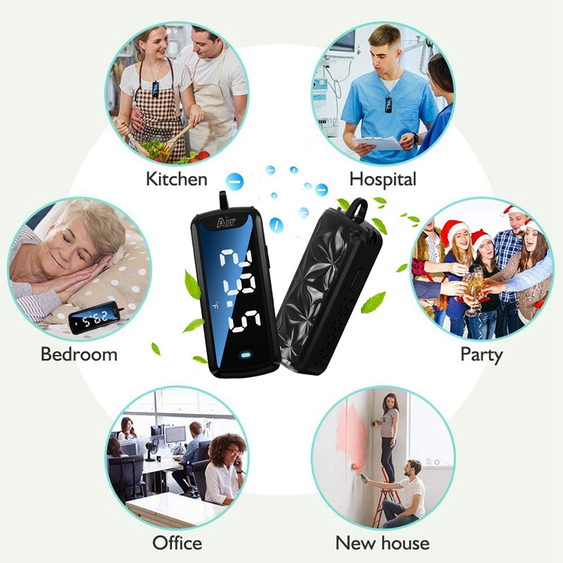 Máy Lọc Không Khí Đeo Cổ 120 Triệu Ion Âm Thiết Kế Nhỏ Gọn Có Thể Đo Nhiệt Độ