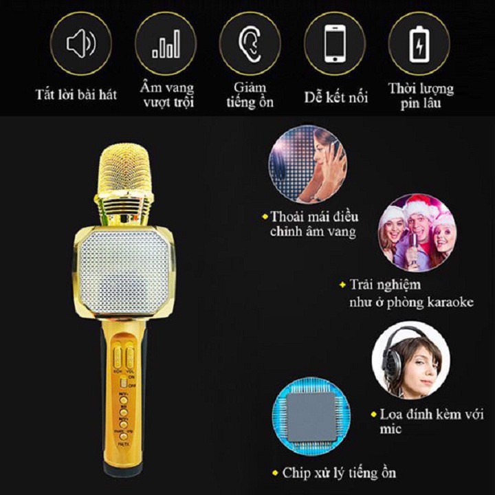 Mic Hát Karaoke, Micro Bluetooth SD-10 Tặng Củ Sạc 3 Cổng Sạc USB - Mic Hát Karaoke Kèm Loa Bluetooth Âm Thanh To Trầm