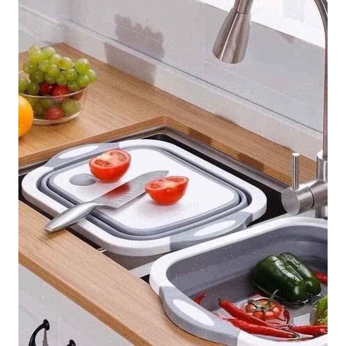 chậu gấp gọn kèm thớt đa năng