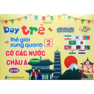 Flashcard - dạy trẻ thế giới xung quanh 2 cờ các nước châu á