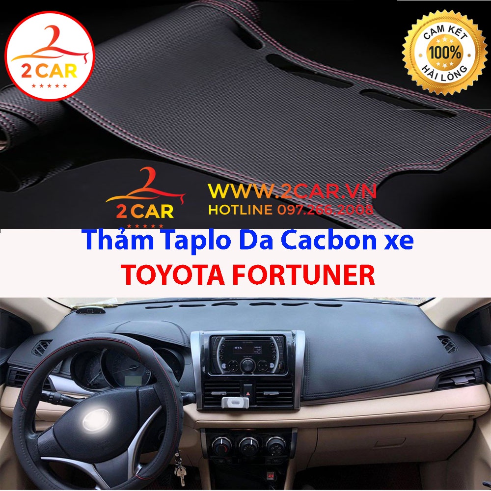 Thảm taplo da carbon xe Fortuner 2006 - 2022, 2023 Hàng 3 lớp vân cacbon cao cấp, chống nóng tốt, vừa khít xe