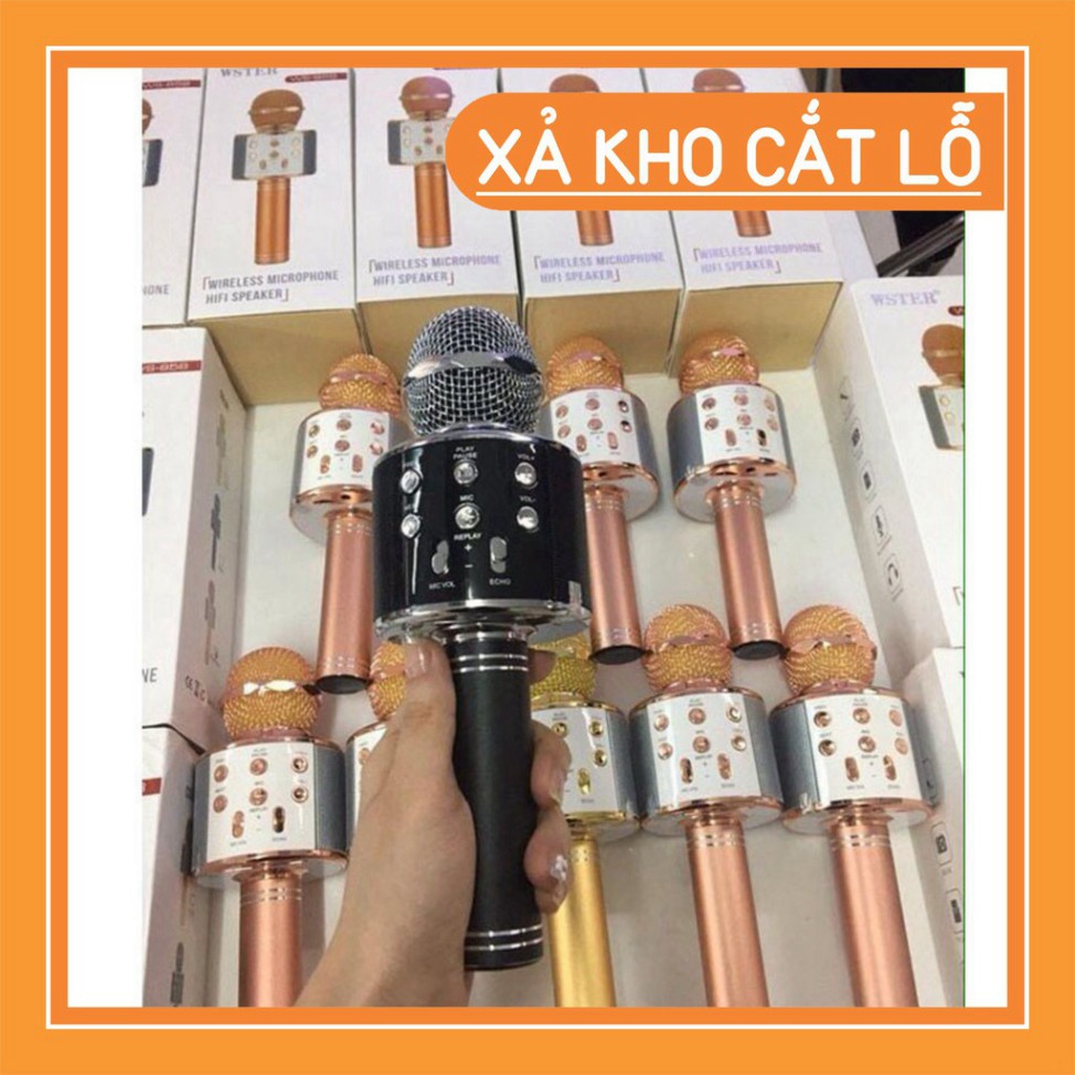 Míc hát karaoke (Xả Kho) Míc bluetooth WS-858 ĐA NĂNG 6 TRONG 1 HÁT KARAOKE, BẢO HÀNH 3 THÁNG