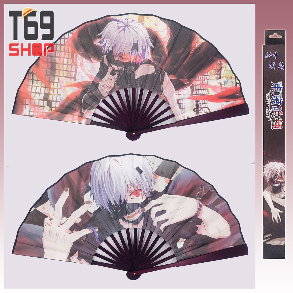 Quạt giấy lụa anime Tokyo Ghoul - Loại lớn có hộp