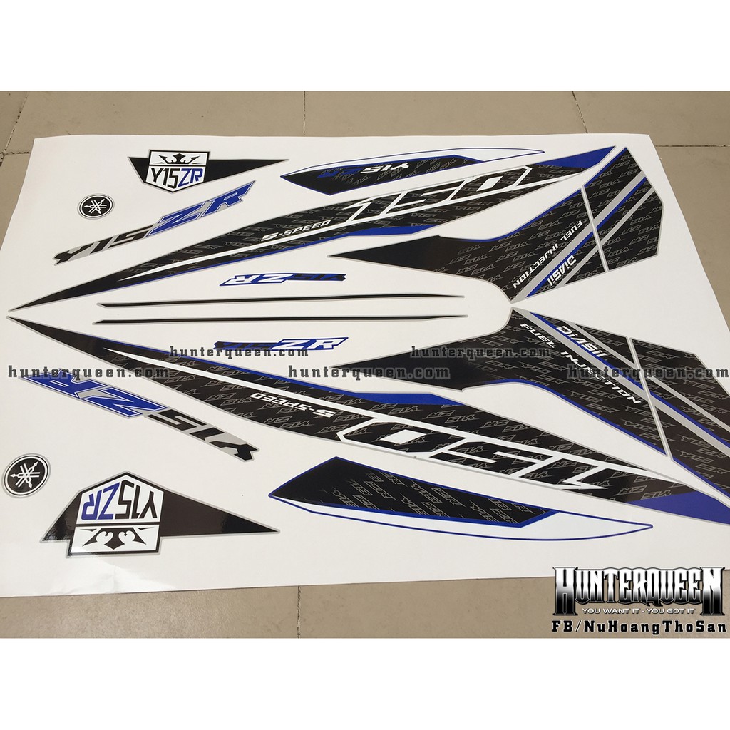 Tem Exciter 150. Tem rời, Y15ZR dán xe bạc mặt nạ xanh. Xe màu khác vui lòng báo để shop phối màu lại cho hợp xe