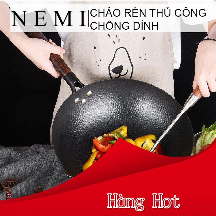 [Giảm giá thần tốc] Chảo Rèn Thủ Công Chống Dính Có Vân Đá Lòng Sâu Dùng Được Cho Cả Bếp Từ