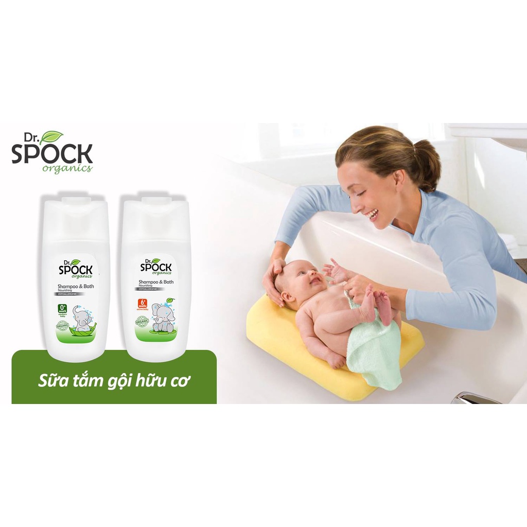 [Chính hãng] Nước giặt xả cho trẻ từ 0-6M, Sữa tắm gội Dr. Spock từ 0-6M, Nước rửa bình sữa Dr. Spock Organic