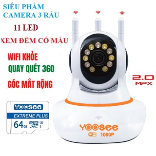Camera ip - camera wifi yoosee 3 râu có màu ban đêm 1080 full hd