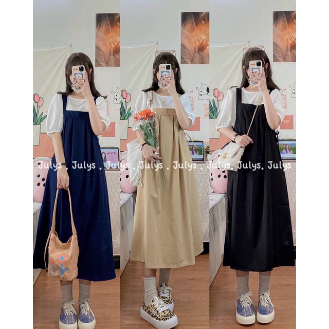 Set yếm ulzzang dài 2 chi tiết (ảnh thật shop chụp kèm video)