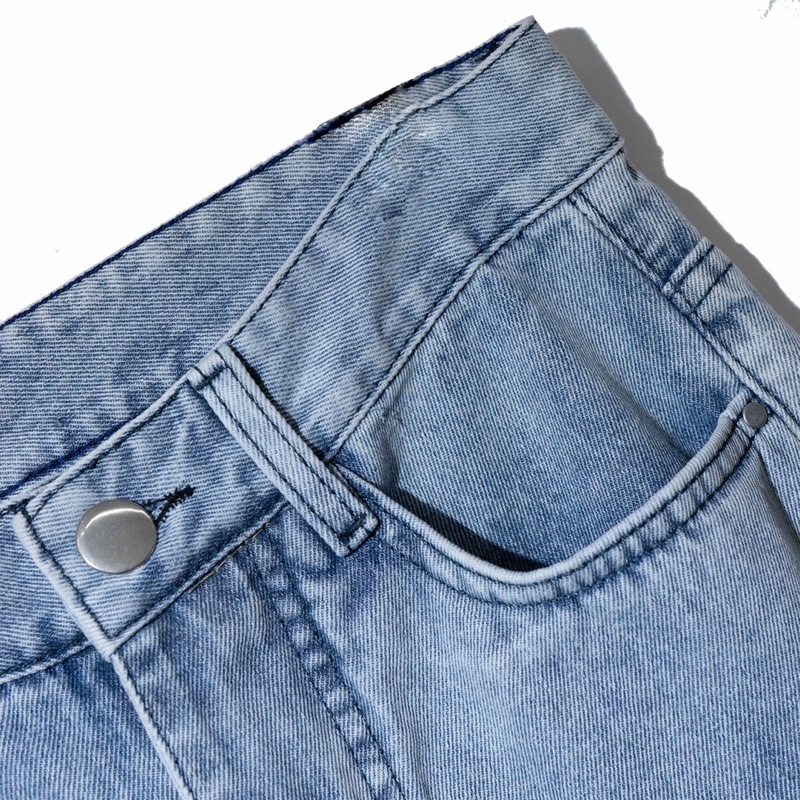 KIẾM LÀ MỐT FUNKY - quần jeans nam dài ống rộng màu xanh wash lai tua