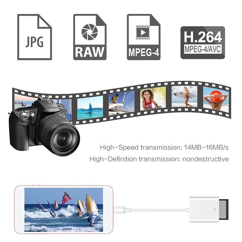 Đầu Đọc Thẻ OTG Type-C Sang SD/TF USB C 8pin Cho Điện Thoại Macbook