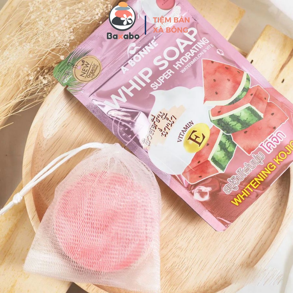 XÀ PHÒNG DƯỠNG DA ABONNE WHIP SOAP NỘI ĐỊA THÁI LAN 100GR - TẶNG KÈM TÚI LƯỚI TẠO BỌT XÀ PHÒNG CAO CẤP