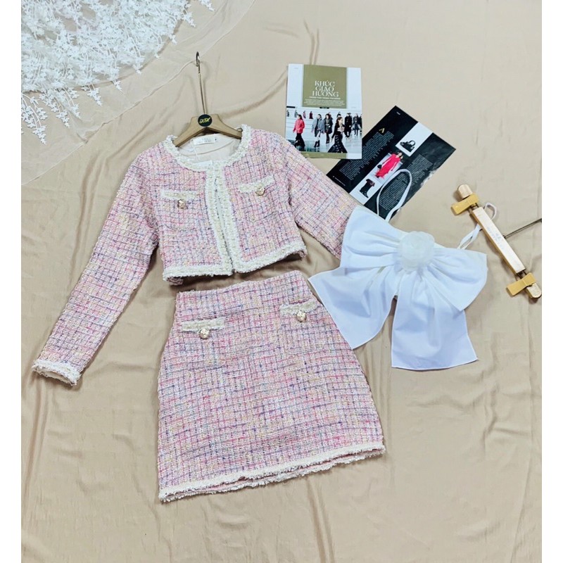 Set dạ hồng 3 chi tiết( kèm ảnh thật shop chụp) | BigBuy360 - bigbuy360.vn