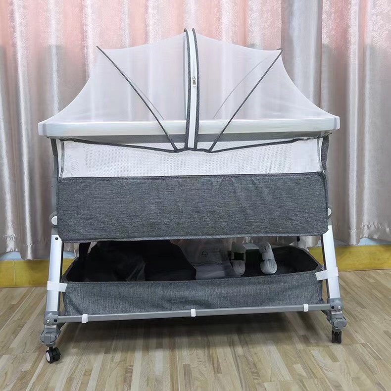 Cũi kề giường, Nôi di động đa năng LOVE nâng hạ độ cao, gấp gọn, cho bé 0-3 tuổi, mang đi kèm túi xách