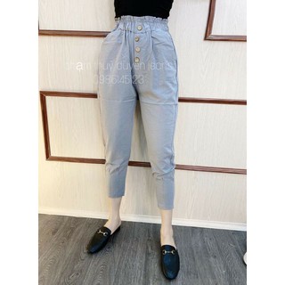 Quần baggy đũi khuy lưng cao