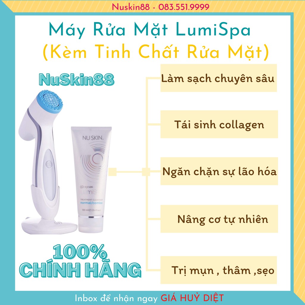 (Hàng Công ty- Có Bảo Hành) Máy Rửa Mặt LumiSpa Nuskin Máy + Sữa rửa mặt + Bảo hành 2 năm