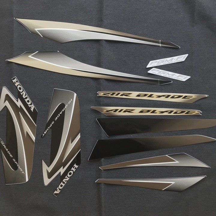 [GIÁ GỐC]  NGUYÊN BỘ TEM DÁN XE HONDA AIRBLADE THÁI 2009 3 LỚP MÀU XÁM