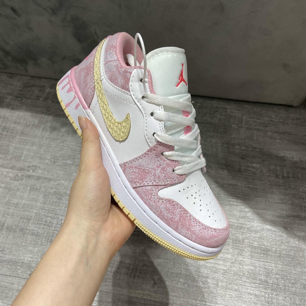 Giày Jordan Cổ Thấp Nữ, Giày JD Jordan 1 Low Paint Drip Thời Trang Full Box Bill