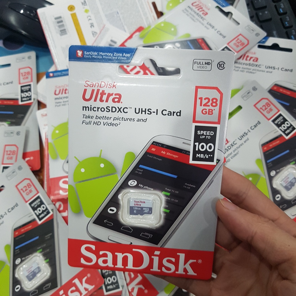 Thẻ nhớ SanDisk Ultra Class 10 128GB 100MB/s - Dùng cho camera, máy ảnh, điện thoại - Hàng chính hãng