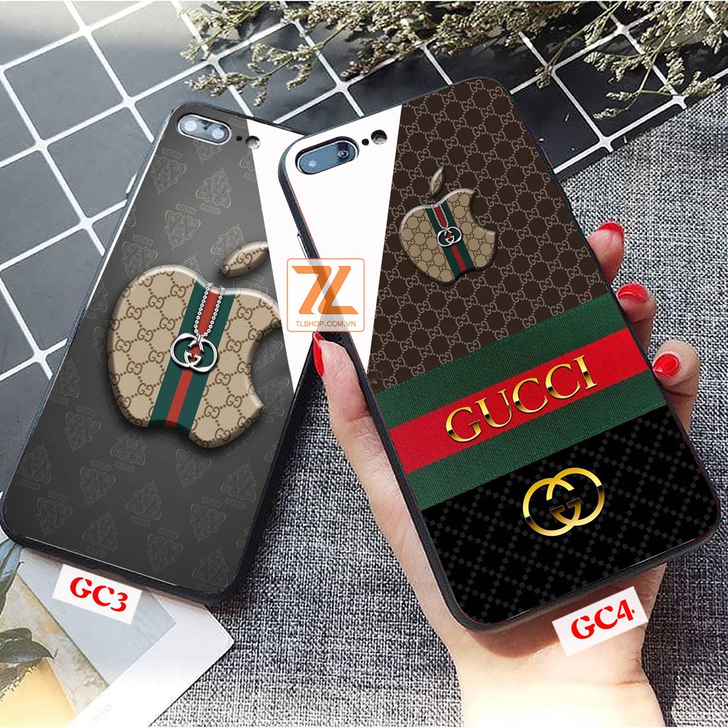 Ốp Lưng ĐIện Thoại Iphone IN Hình GUCCI Mặt Sau Kính Cường Cao Cấp In Hình Sắc Nét, Chống Trầy Xước