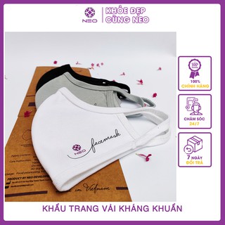 Khẩu Trang Vải Face Mask NEO Kháng Khuẩn Chính Hãng, Chống Bụi, Chống UV, Chống Giọt Bắn, Màu Đen, Xám, Trắng