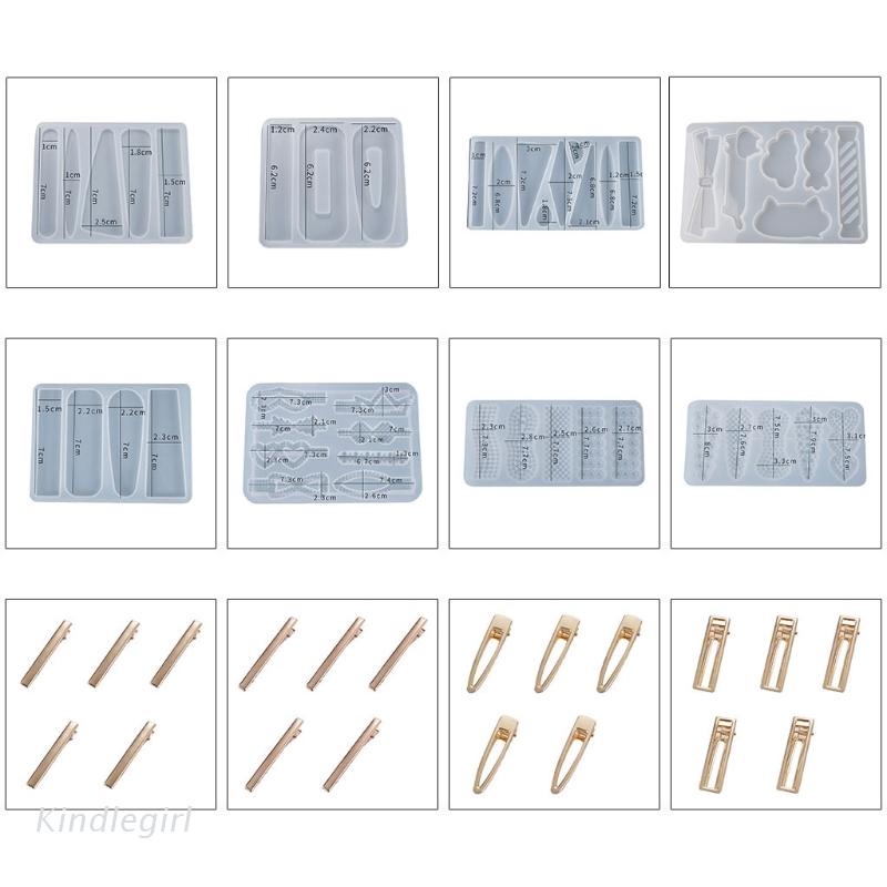[Hàng mới về] Khuôn silicone đổ resin epoxy tạo hình làm kẹp tóc trang sức pha lê DIY