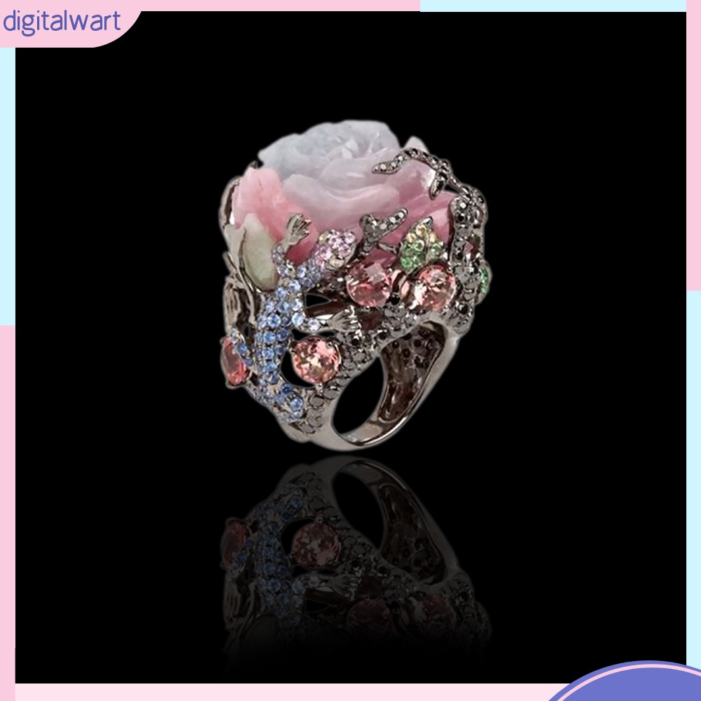 Nhẫn đính đá hình hoa mẫu đơn