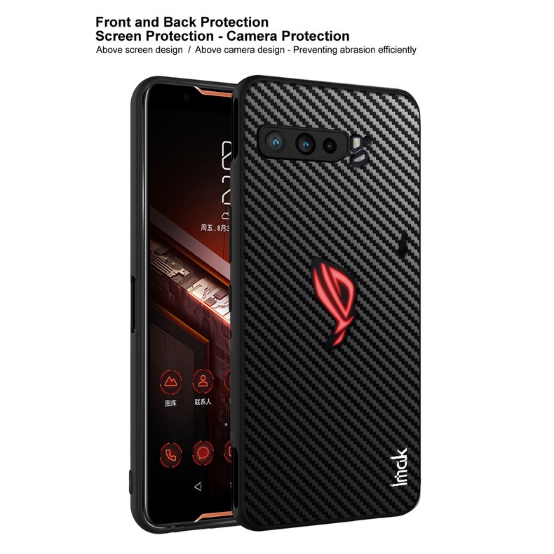 Ốp Điện Thoại Da PU Phối PC Cứng Họa Tiết Sợi Carbon Chống Sốc Cho Asus ROG Phone 3 ZS661KS ROG Phone3 Strix