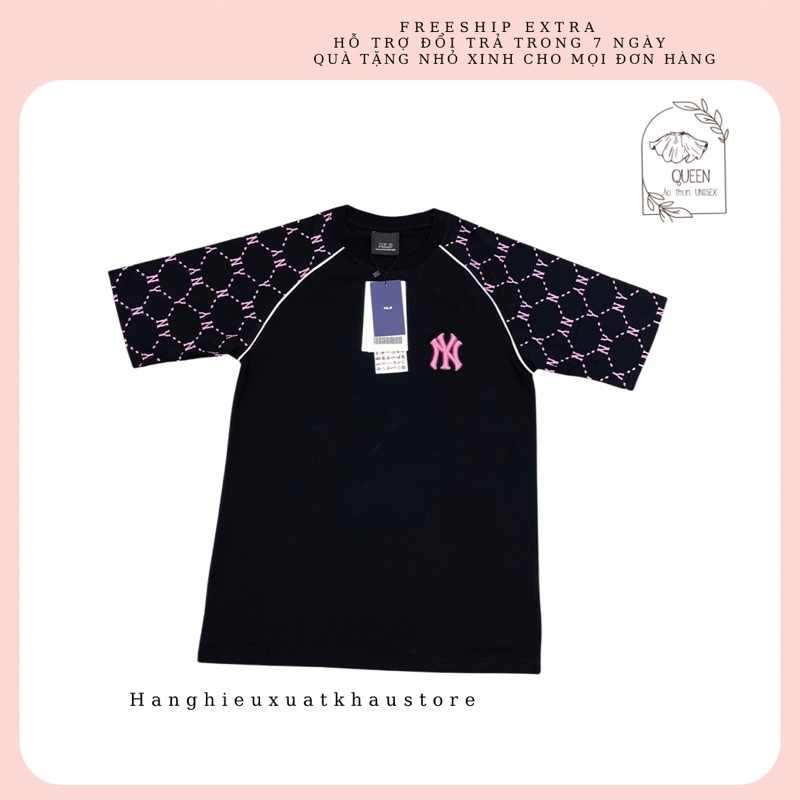 Áo thun MLB DIAMOND MONO RAGLAN T-SHIRT Đen in hồng