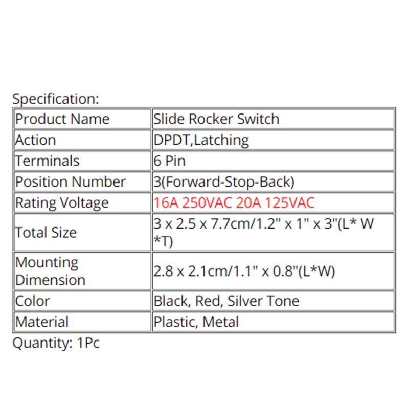 Công Tắc Chốt Trượt MAI Forward-Stop Back DPDT 6Pin KCD4-604 - 6P