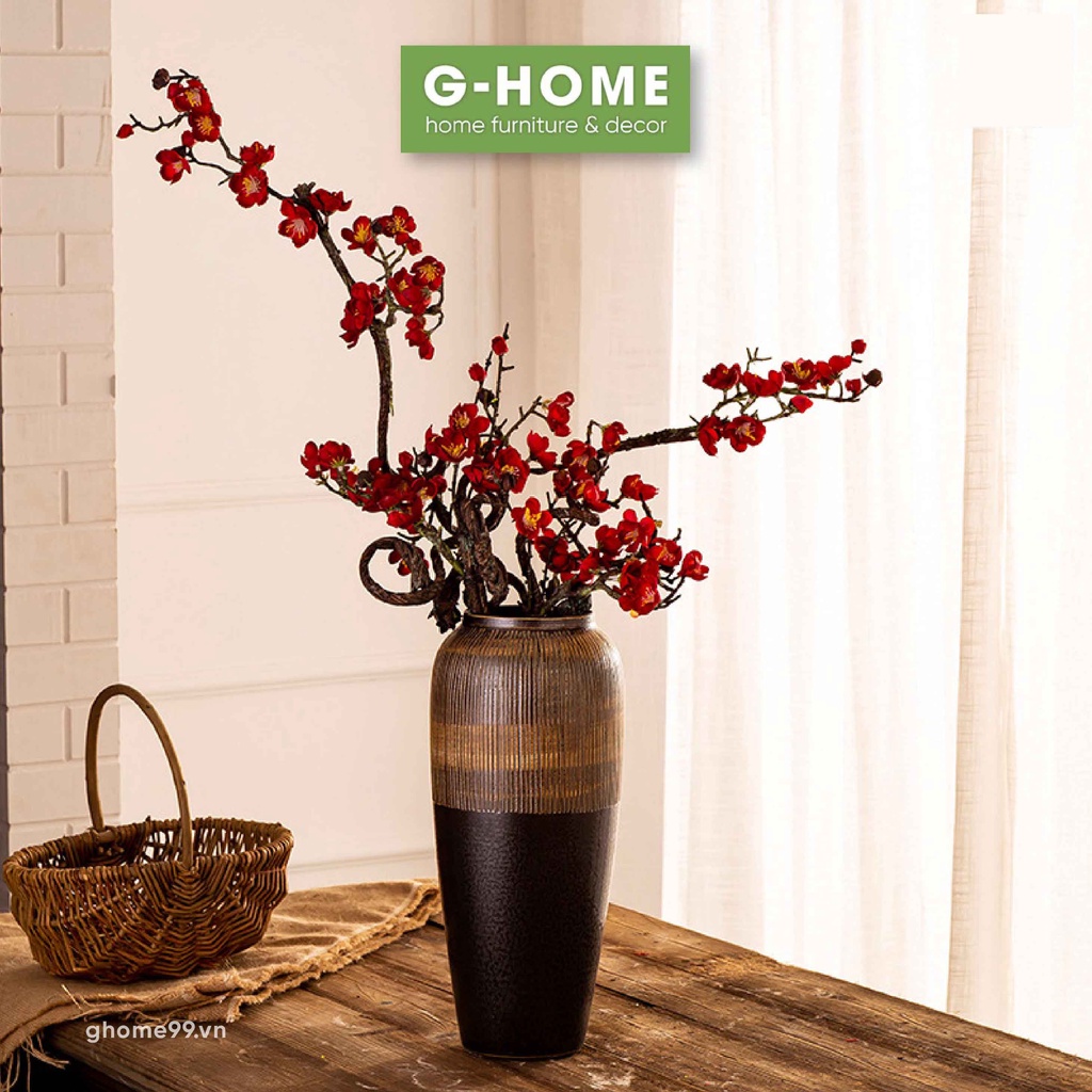 Bình đen gỗ cắm hoa cao cấp Ghome, bình cao cấp trang trí, cắm hoa, decor nhà cửa BH21 ĐEN GỖ