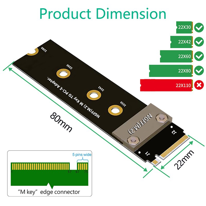 Dây Cáp Nối Dài M.2 Ngff Nvme M Key Ssd 2280 Riser Card K1Vn K1Vn