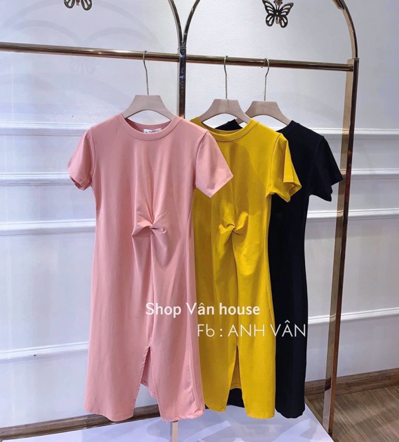 Váy cotton xoắn eo